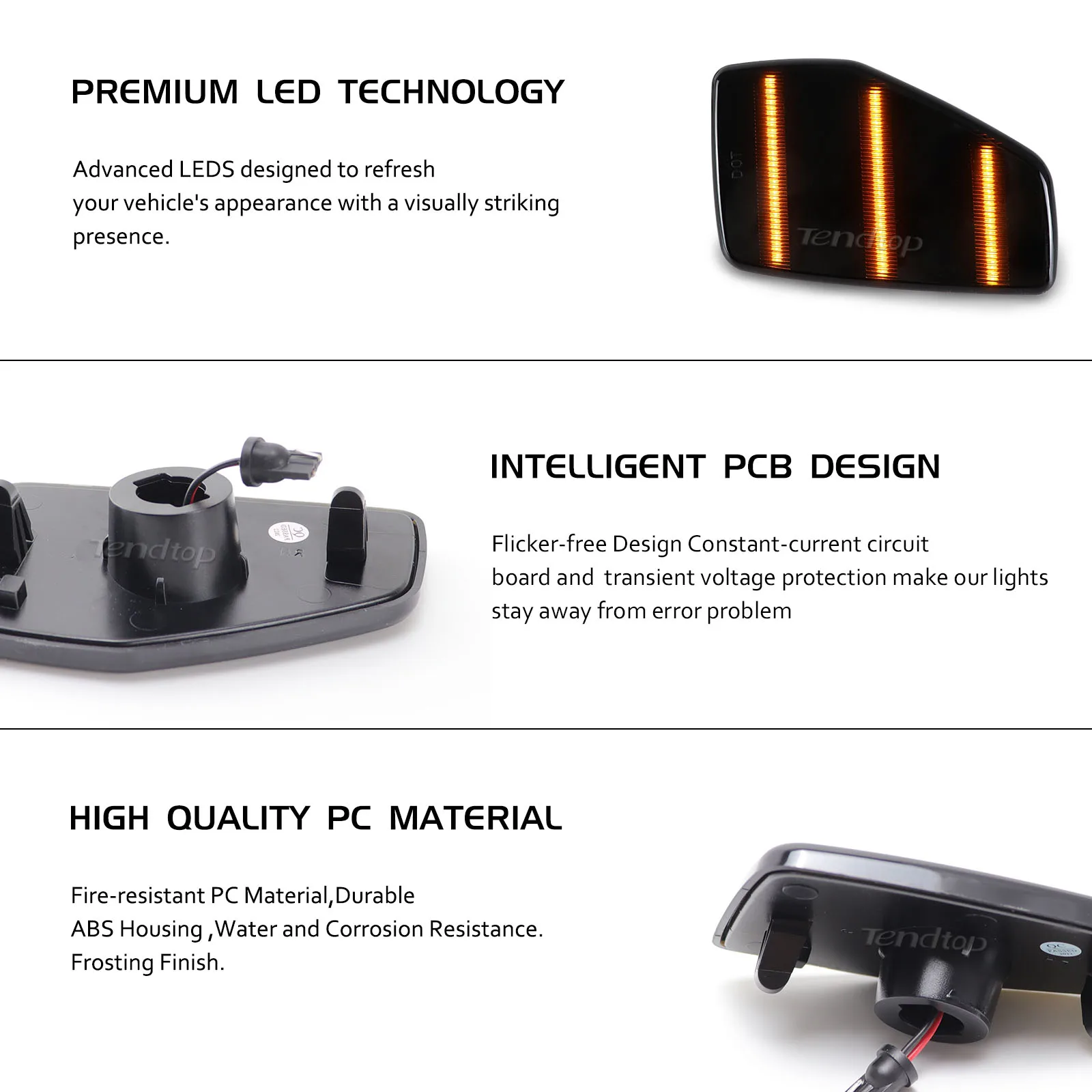 2 шт. светодиодные боковые габаритные фонари с дымчатыми линзами янтарные