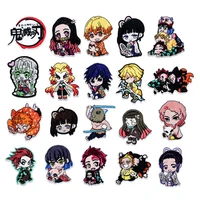 mix 20pcslot japanese anime characters demon slayer laber handmade diy cotton weaving embroidery patch clothing cloth paste