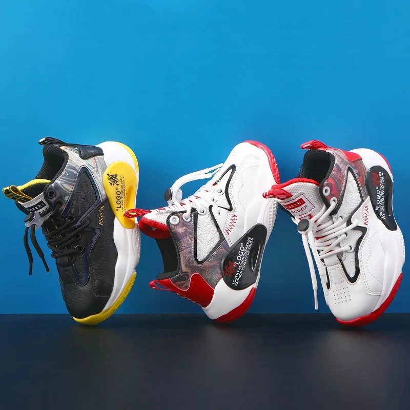 Casual Outdoor Boys Sports Running Shoes Girls 2022 Boys Basketball Shoes for Children High To Help Shockproof Kids Sport Shoes