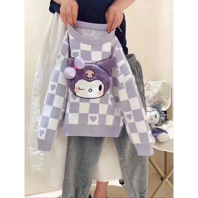 

The Store Manager Recommends Sanrio New Style Cartoon Kuromi Mymelody Girls Autumn and Winter Pullover Warm Sweater 100-140