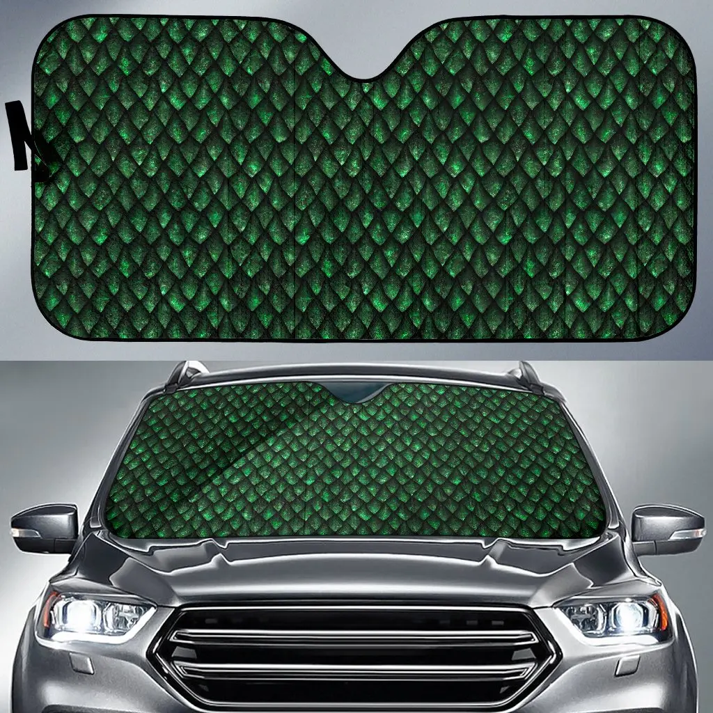 

Green Dragon Scales Pattern Print Car Sun Shade