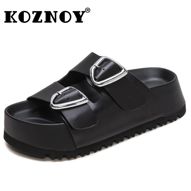 Ботинки женские из натуральной кожи на танкетке с открытым носком 5 см