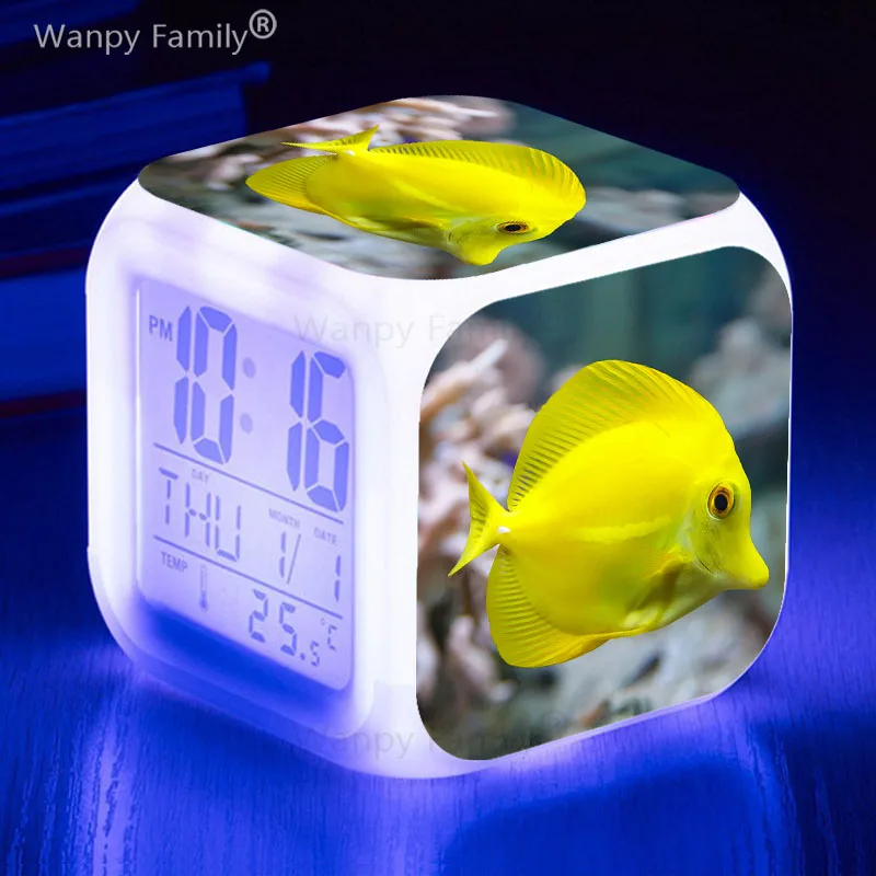 Children 7 Color Change Glowing Digital Clock Night Light Cube Clock Kids Birthday Gifts