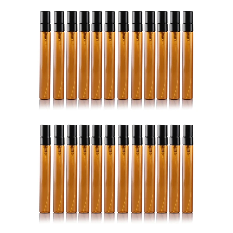 

24 Pcs 10Ml Brown Glass Bottle Mist Sprayer Portable Spray Bottle Perfume Glass Bottles Refillable Perfume
