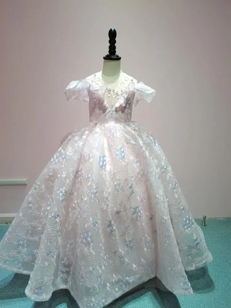 Платье с цветочной вышивкой для девочек детские свадебные платья детское платье