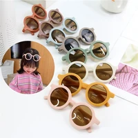 2022 new fashion childrens sunglasses infants retro solid color ultraviolet proof round convenience glasses eyeglass for kids
