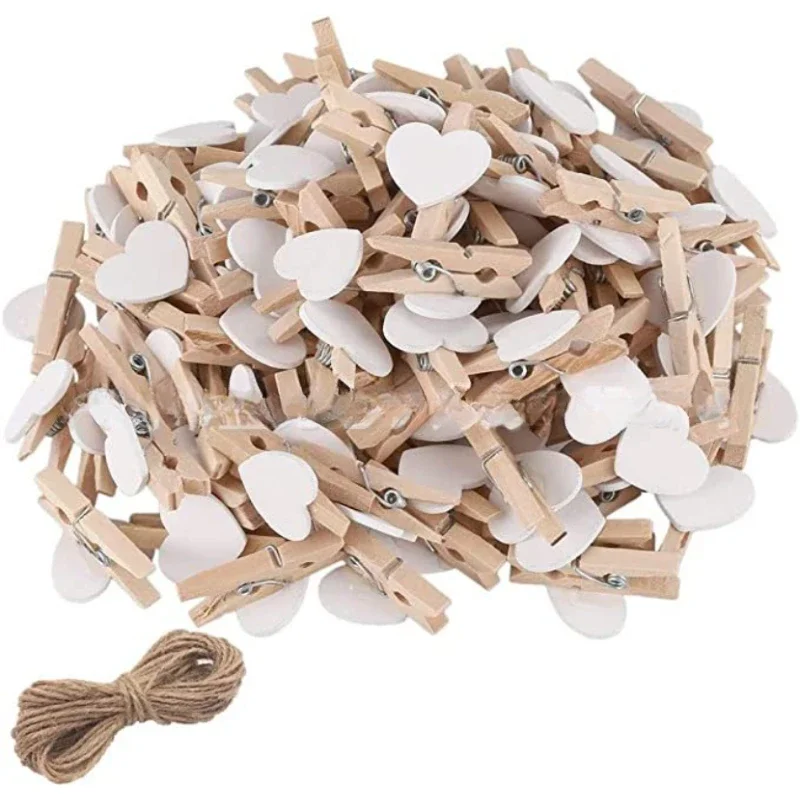 50 sztuk drewnianych klipsów Love Heart Pegs DIY Cute Wedding Decoration Craft Clothespin Holiday Decorations