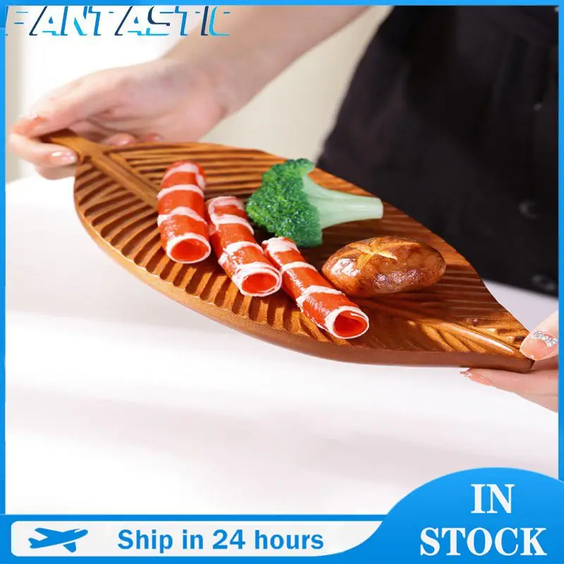 

Whole Wooden Ebony Handmade Irregular Leaf Shape Solid Wood Pan Plate Fruit Dishes Saucer Tea Tray Dessert Dinner Plate Tablewar