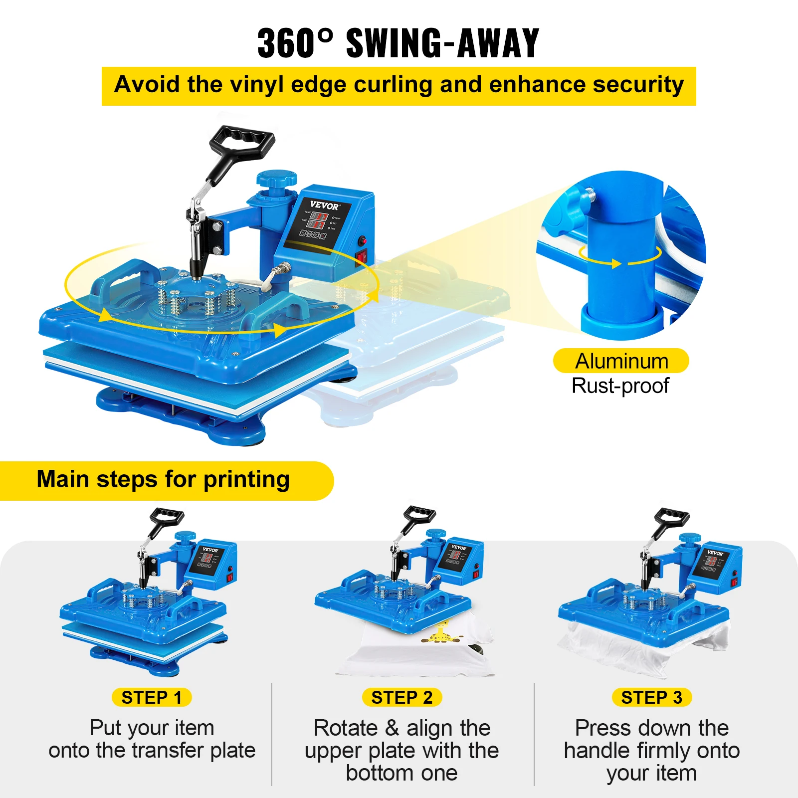 VEVOR 12X15 дюймов 5 в 1 тепловой пресс машина передачи нагревательные катушки