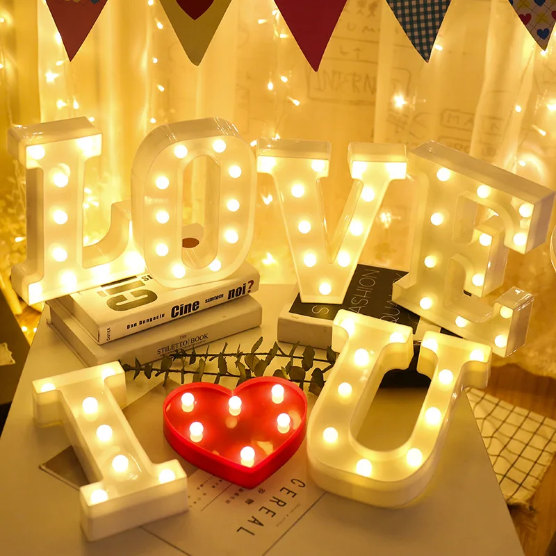 

LED Lights Luminous 26 English Alphabet Letter Number Lamp Battery Night Light for Wedding Christmas Birthday Party Decorations