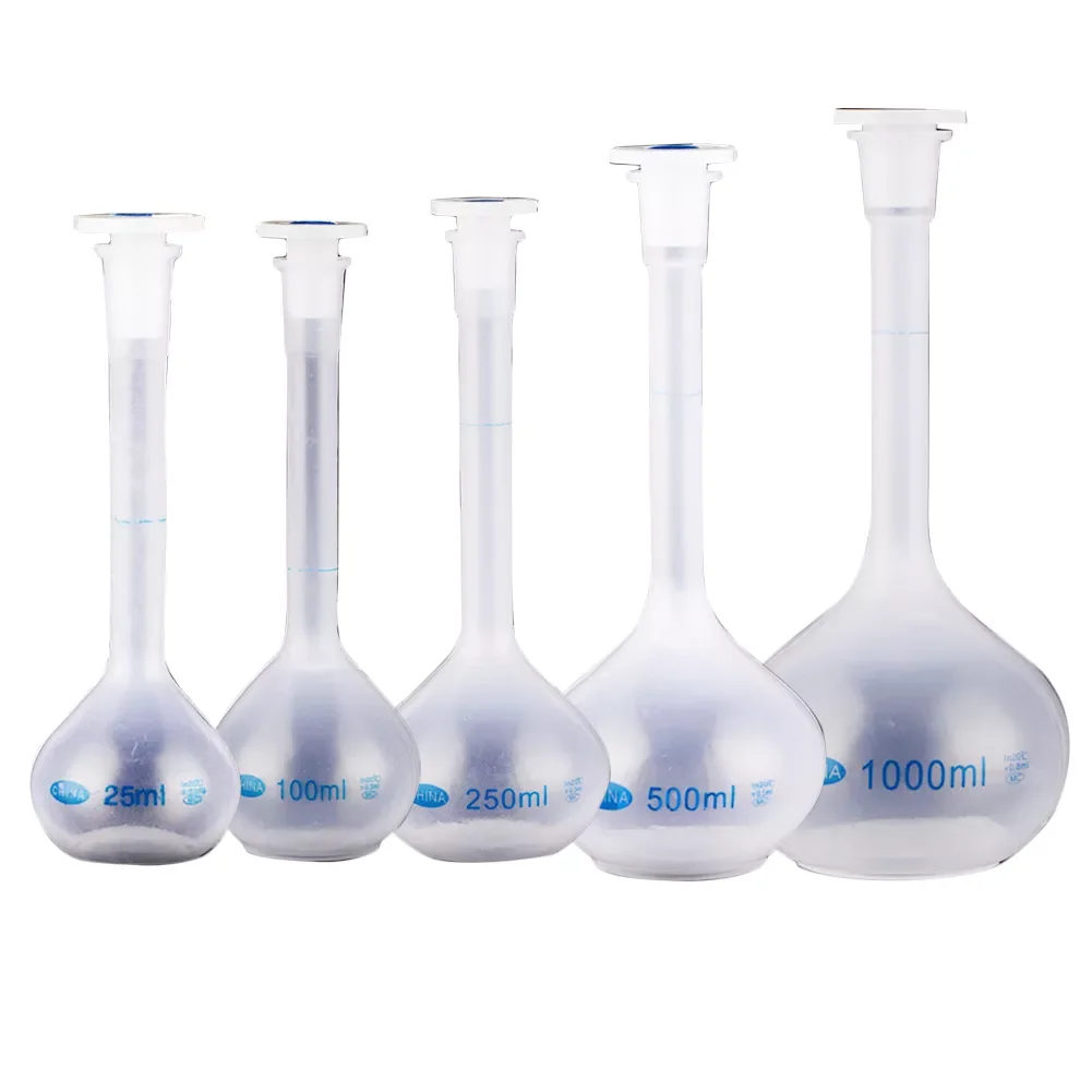 

School Lab Plastic Clear Vase Shape Measuring Flask Bottle With Stopper Long Neck Volumetric Durable Experiment Heatproof#63