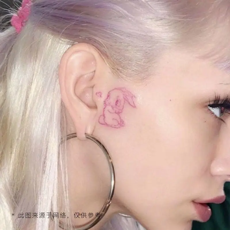 Мультяшная милая розовая тату-наклейка в виде кролика оптовая продажа тату для