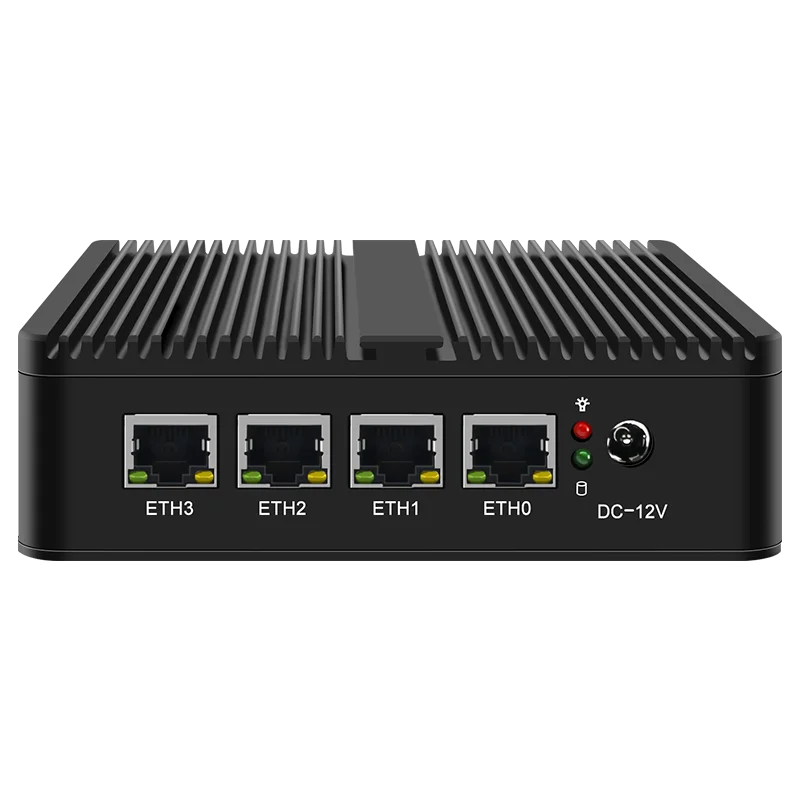 

Fanless Quad Core Soft Router Intel Celeron J4125 Mini PC 4 Intel i225 2.5G LAN HD-MI VGA pfSense Firewall Appliance ESXI AES-NI