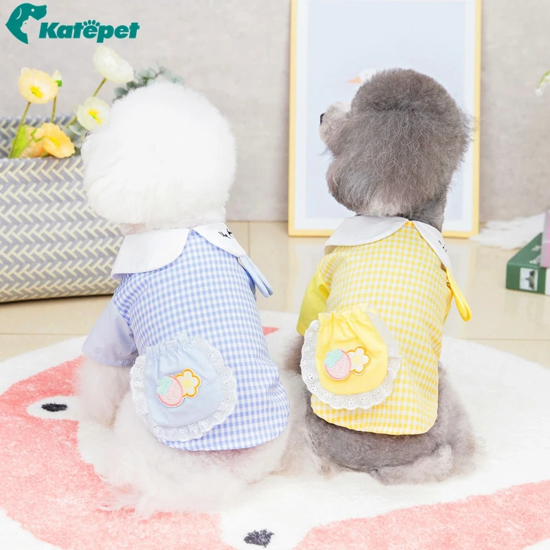 

KATEPET Новая модная Милая Одежда для собак с кроличьими ушками кружевная рубашка с карманом на лацкане костюм для маленьких собак Тедди бишон ...