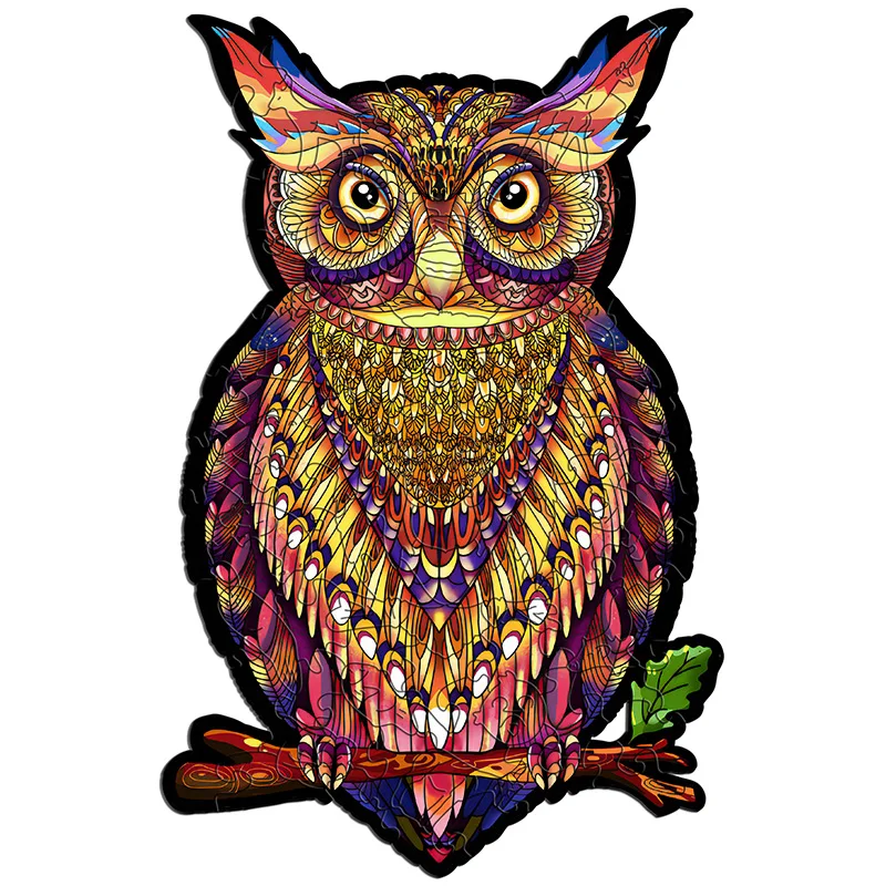 

Owl Puzzles Geometric Montessori Brain Train Jigsaw Challenge Wooden Puzzle for Kids National Tide Artist Gift Toy Dropshipping