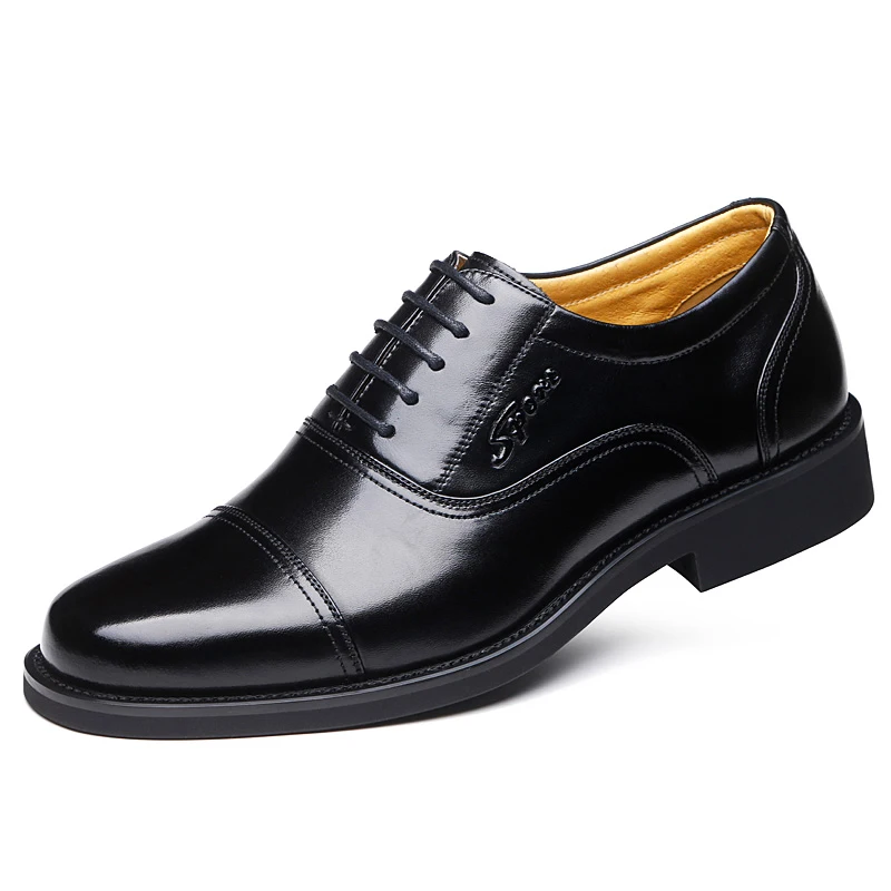 

Leisure Gentleman Fashion Flats Men Dress Shoes Genuine Cow Leather Handmade Wedding Office Formal Business Shoes For Male D003