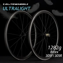 ELITEWHEELS 1165g Ultralight Road Bike Carbon Wheelset Tubular Tubeless Clincher Rims BITEX Straight Pull Or J -bend Hub Cycling