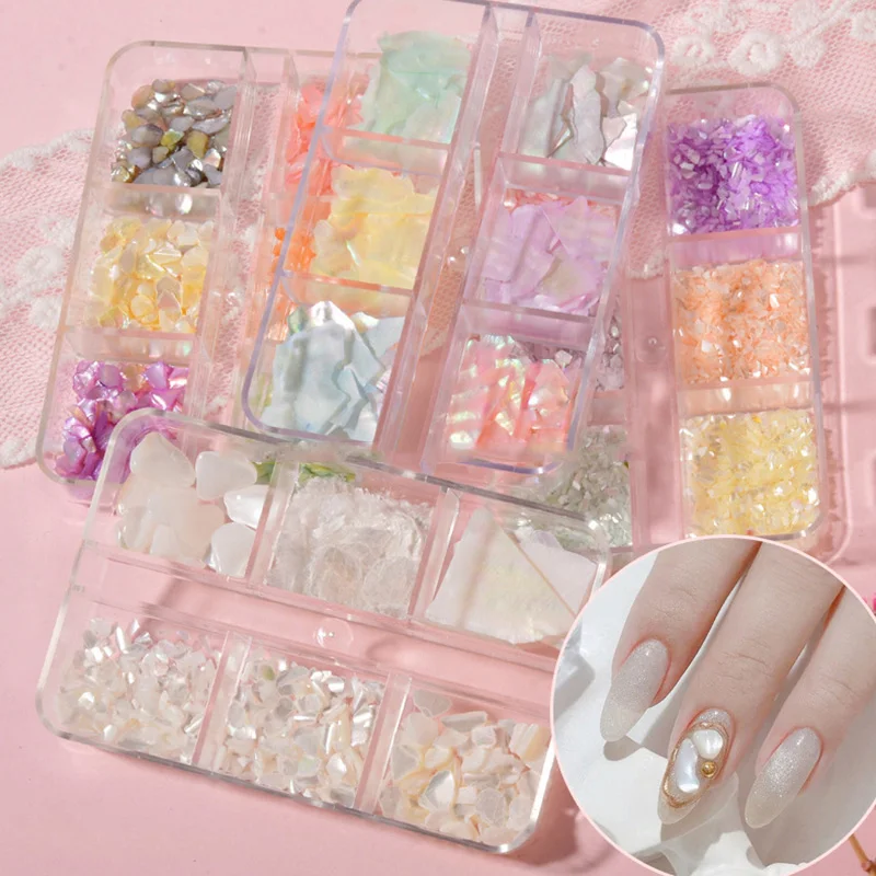 

Colorful 3D Irregular Abalone Sea Shell Fragments Texture Nail Art Sequins Decal Slice DIY Nail Art Decorations Accessories