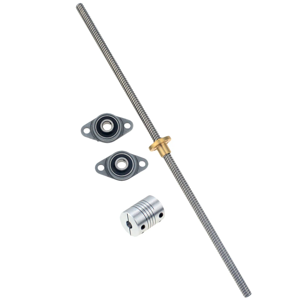 

1Set 150/200/250/300/350/400mm 3D Printer &CNC T8 Lead Screw 8mm +Brass Copper Nut +KFL08 Bearing Bracket +Flexible Coupling