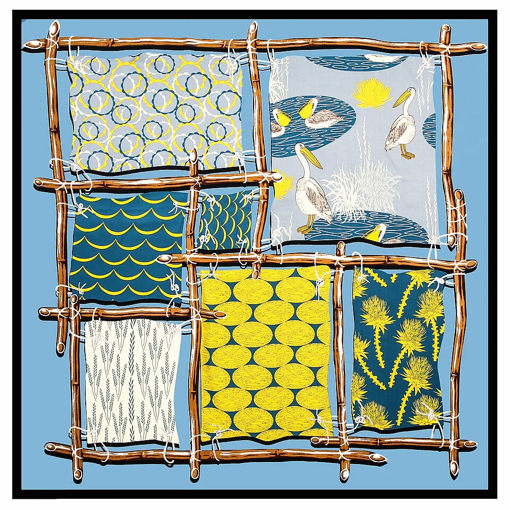 Шелковый шарф POBING женские Большие шали с принтом замка квадратная бандана