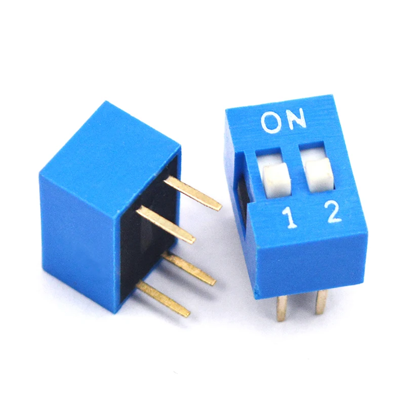 

2 PCS Blue DIP Switch Horizontal 1-2 Positions 2.54mm Pitch for Circuit Breadboards PCB