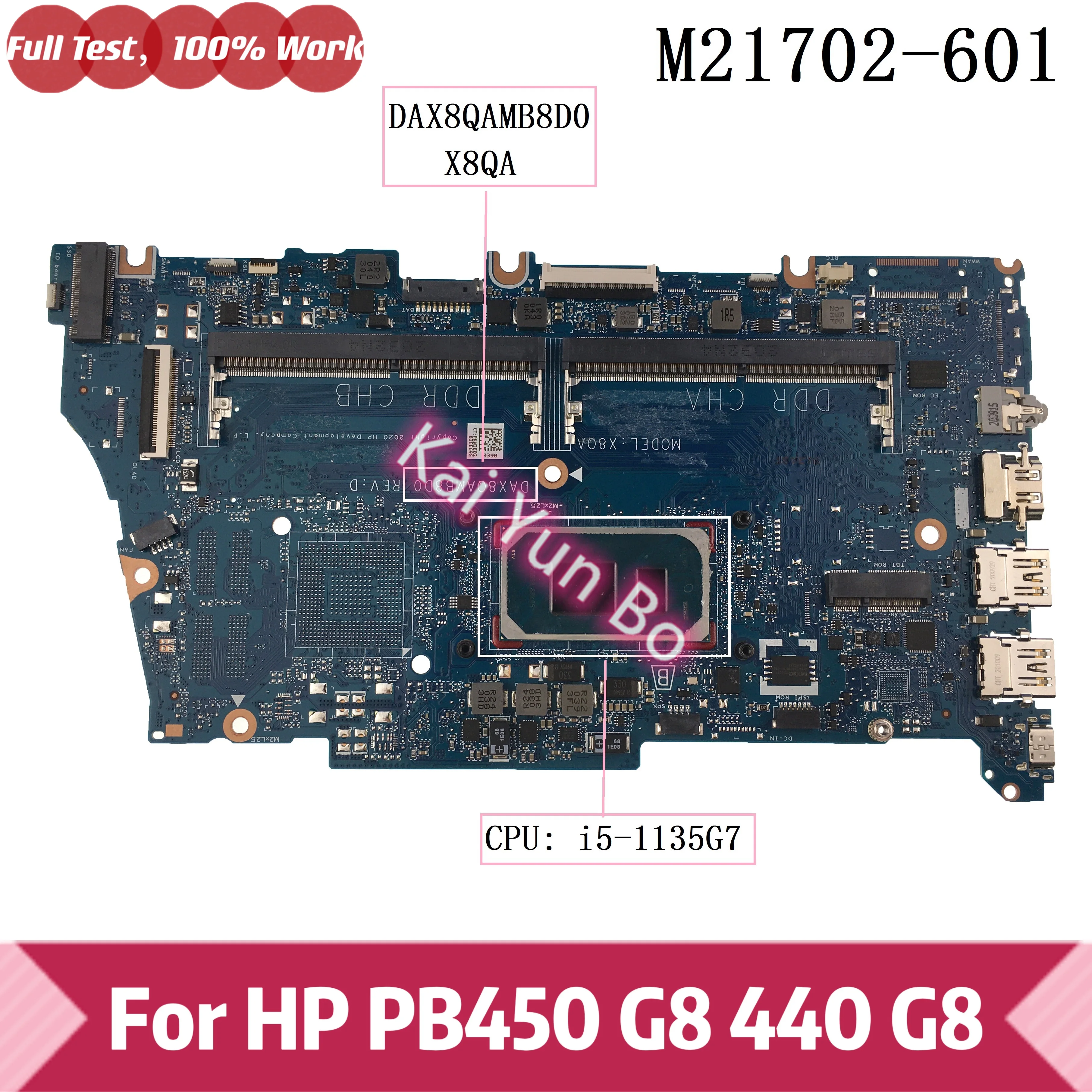 

M21702-601 M21702-001 Notebook For HP ProBook 450 G8 440 G8 Laptop Motherboard DAX8QAMB8D0 X8QA with I5-1135G7 CPU DDR4