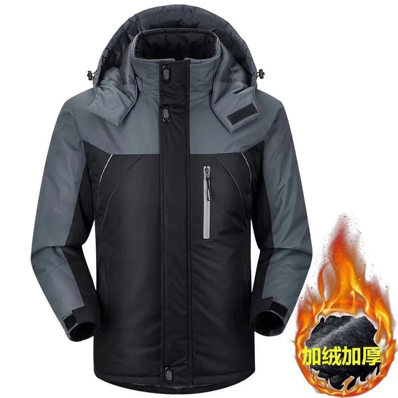 

Ветрозащитная теплая зимняя флисовая водонепроницаемая куртка на подкладке, лыжные мужские куртки, ветровка, Бомбер, зимние дождевики с ка...