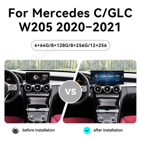 Автомобильный радиоприемник Qualcomm 2K для Mercedes Benz C Class W205/GLC X253 2020-2021 Carplay Android Auto, мультимедийный плеер, экран головного устройства