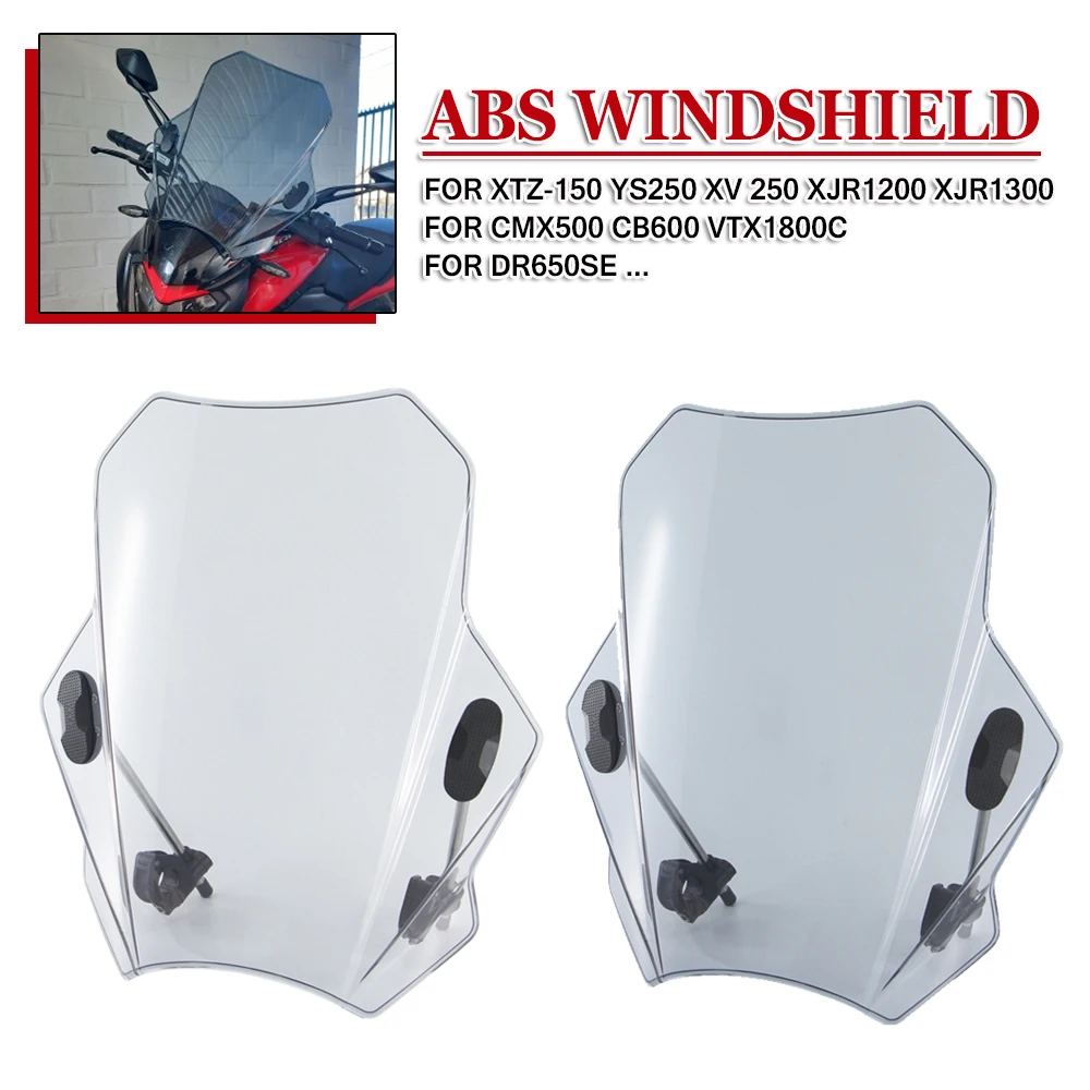 

22MM/25MM/28MM Handlebar Windshield Windscreen With Bracket Kits For Yamaha XTZ-150 YS250 XV 250 For Honda CMX500 CB600 VTX1800C