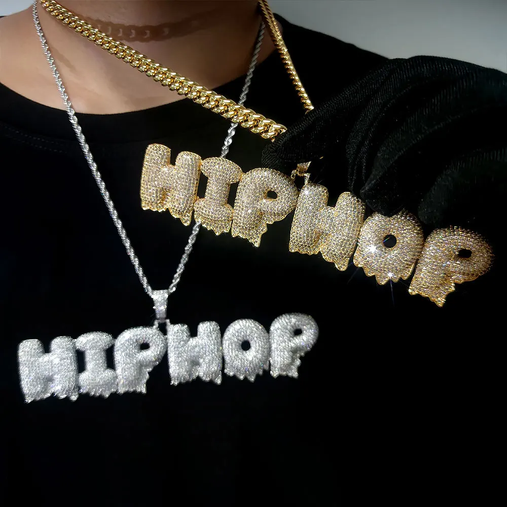 2022 Hip Hop Rapper Rock Fashion Jewelry Diamond Iced Out Custom Name Letter Pendant Necklace For Women