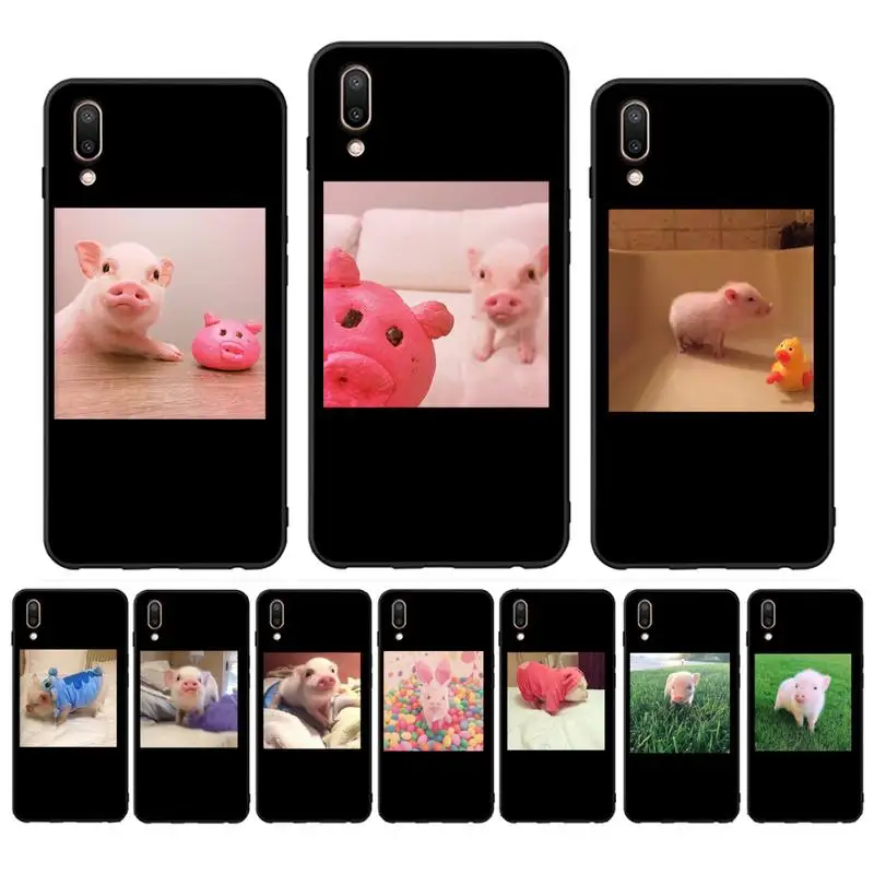 

Pink Pet Pig Phone Case for Vivo Y91C Y11 17 19 17 67 81 Oppo A9 2020 Realme c3