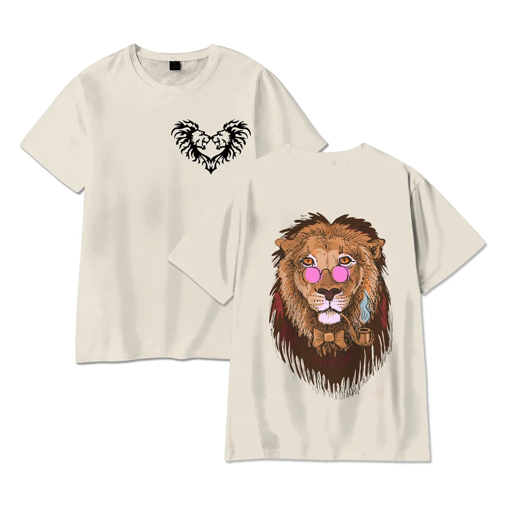 

2022 Fashion Simple Funny Lion Face Graphic T Shirts For Men Summer Streetwear 3D Animal Series Loose Unisex Kids Pollover Tops
