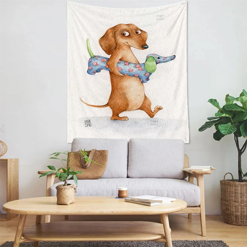 

Tapestry Dachshund Headboards Decorative Wall Decoration Home Tapestries Art Hanging Decor Accessories Aesthetic Bedroom Custom