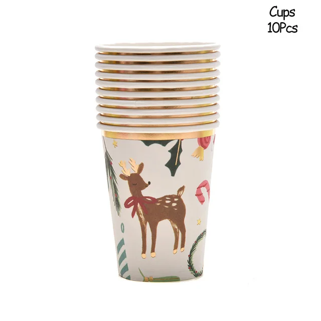 

Рождественская тема, искусственная одноразовая посуда, бронзирующие бумажные тарелки, бумажные стаканчики, декоративные сети для дома и Рождества