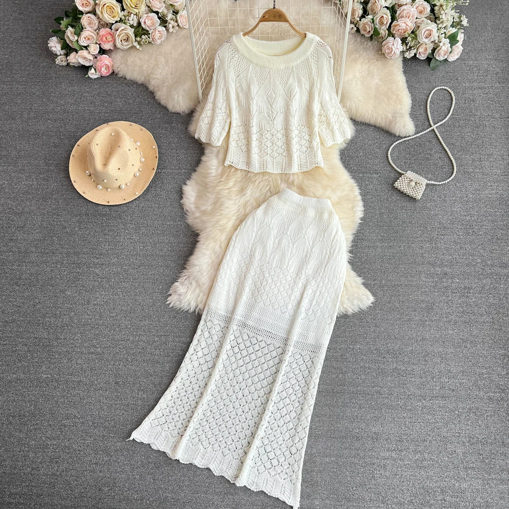 Универсальные женские летние комплекты Commyre Свободный пуловер с круглым вырезом