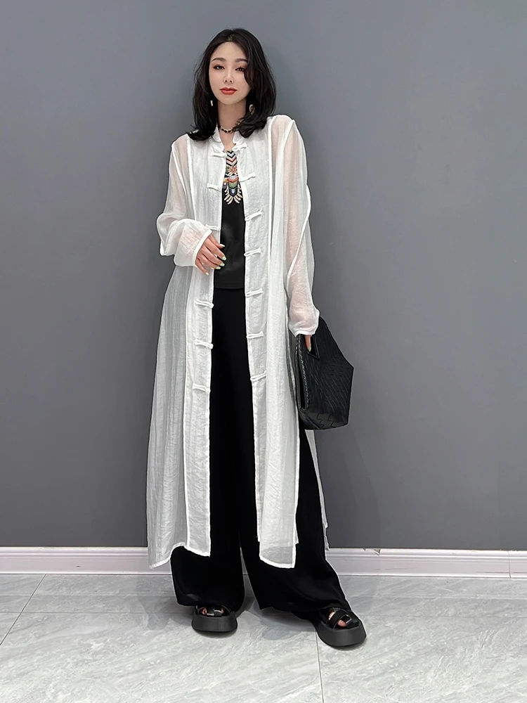 

SuperAen 2022 Summer New Fashion Dress Buckle Casual Sunscreen Clothes Temperament Woman Thin Long Trench