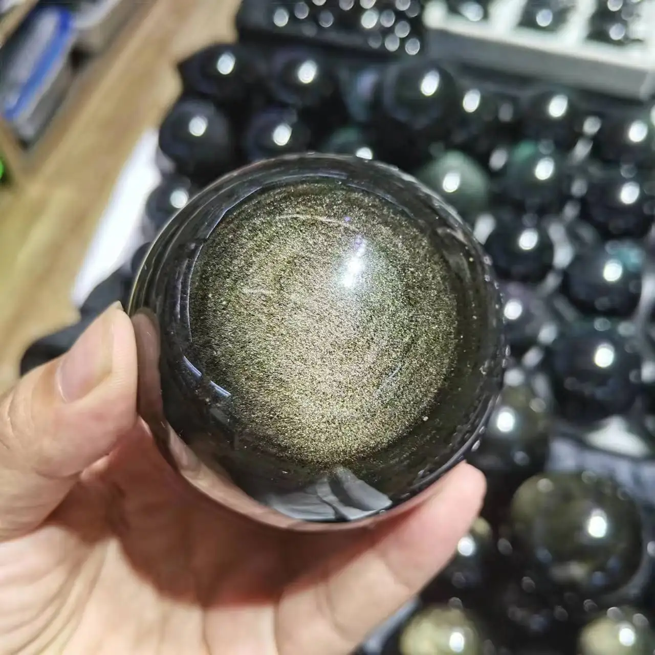 1 шт. натуральная Золотая зернистая полированная сфера для массажа в виде глобуса