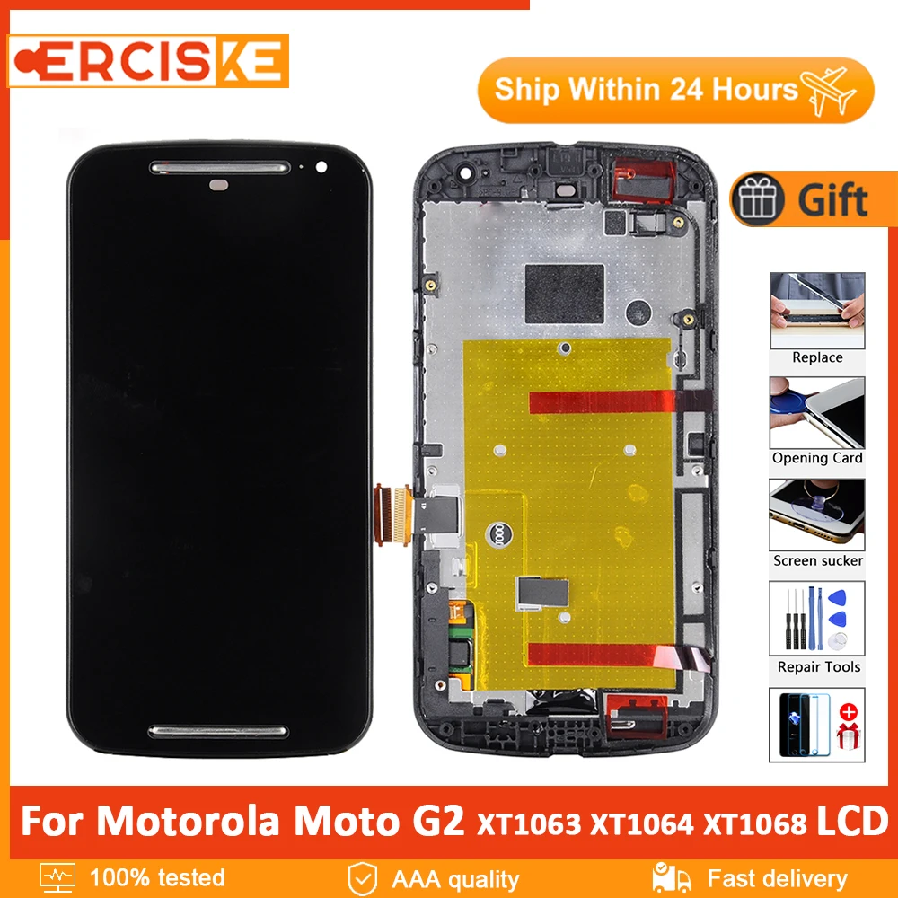 

5.0" For Motorola Moto G2 G 2nd Gen LCD Display XT1063 XT1064 XT1068 Touch Screen Digitizer Assembly With Frame XT1069 XT1072