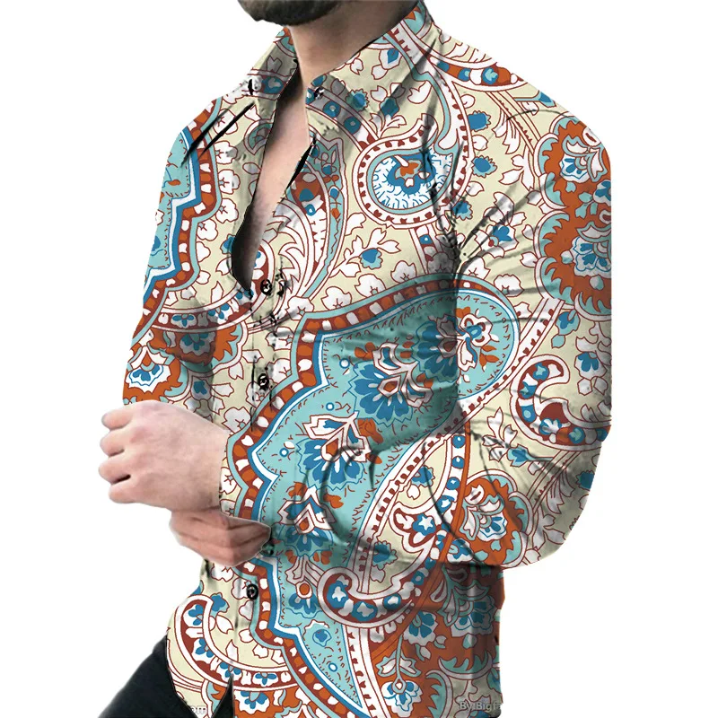 

Men Long Sleeve Print Shirts for Mens Social Luxury Man Designer Clothes Hawaiian Fashionable Elegant Classic Fashion Thin Style
