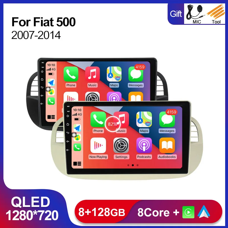 

Автомобильный мультимедийный плеер, 8 ядер, 8 + 128G Android 11, радио, стерео для Fiat 500 2007 2008 2009 2010 2011 2012 2013 Carplay WIFI GPS