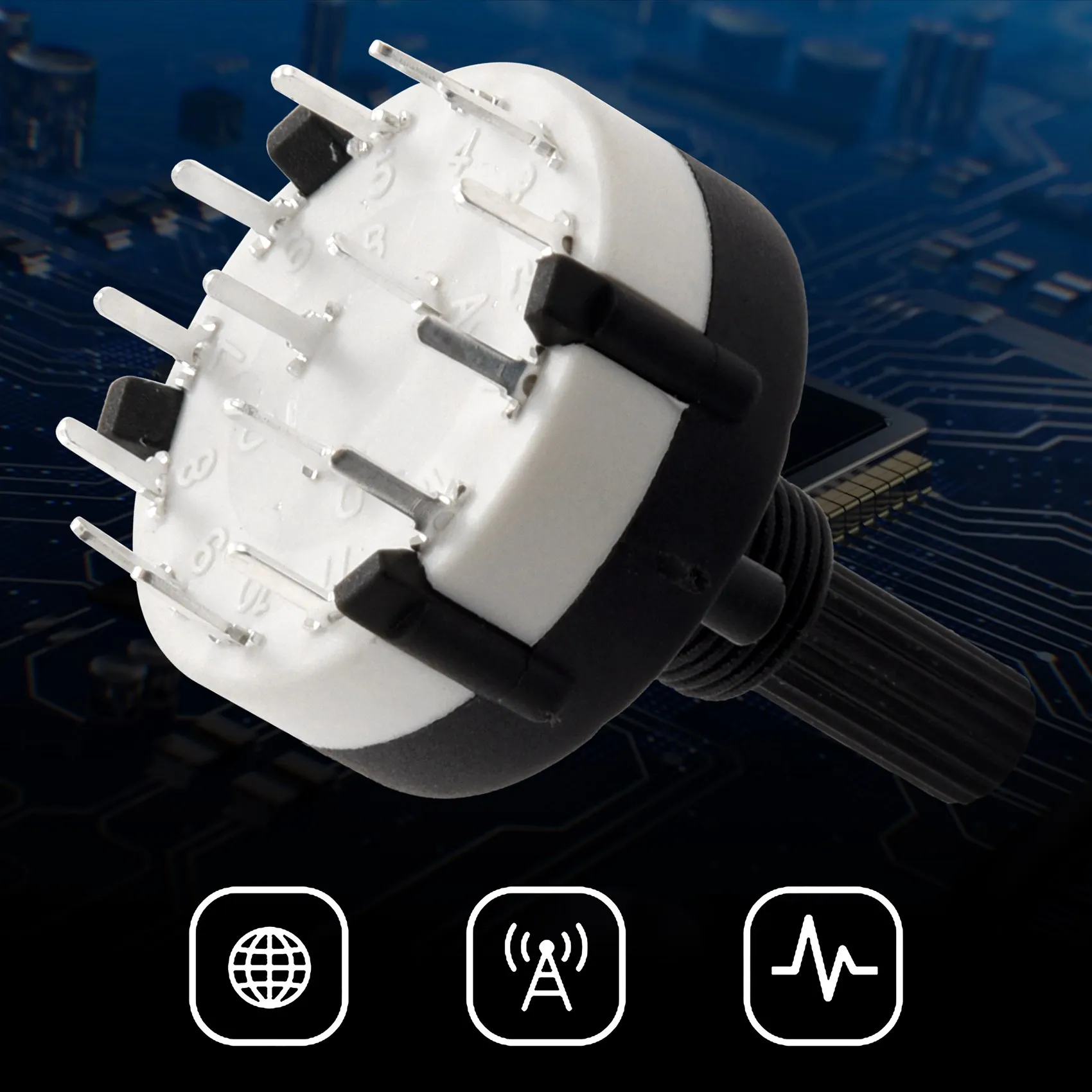 3P4T 3-полюсный 4-позиционный поворотный переключатель с одной пластиной и ручкой |