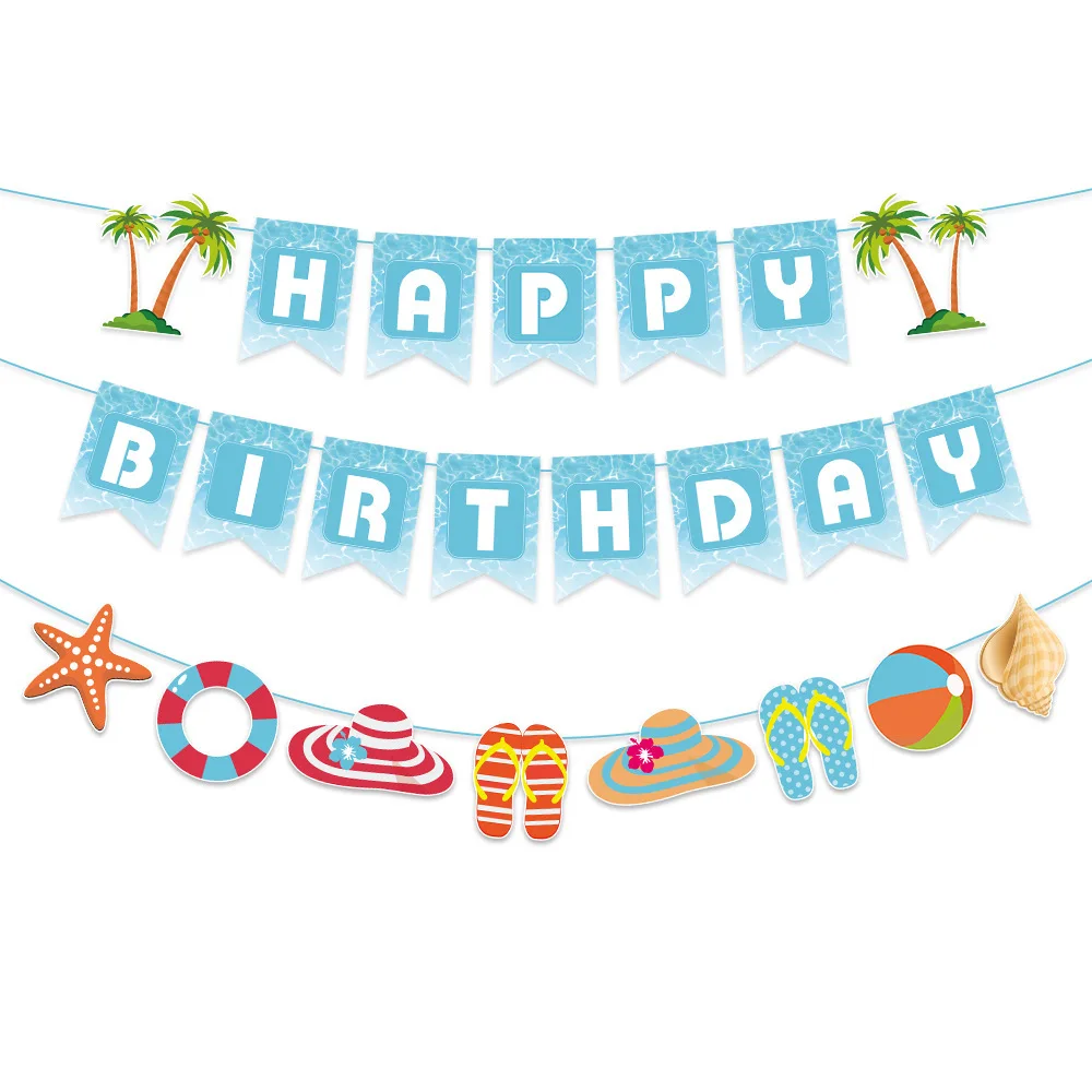 

Hawaiian Summer Themed Party Decorations Banner Beach Party Tropical Seaside Birthday Parti Hawaii Adult Kids Happy Birthday Dec