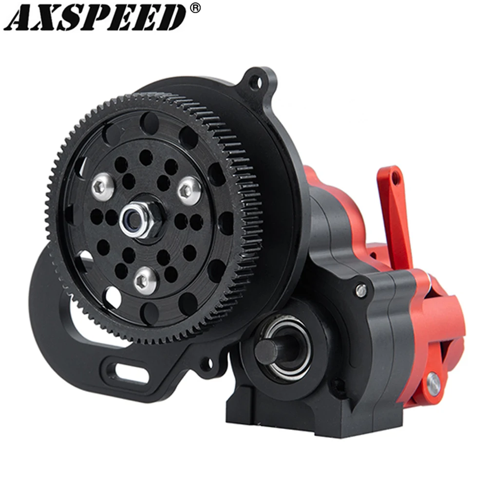 AXSPEED Transmission Box Metal Complete Gearbox with Dig Gear Protective Cover for 1/10 RC Crawler Axial SCX10 AX10 Wraith