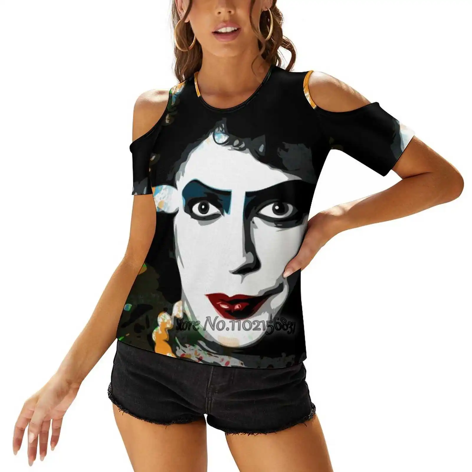 

Horror Picture Show | Pop Art Fashion Print T Shirts One Shoulder Lacing T-Shirt Women Ladies Girls Tops & Tees Classic Dream