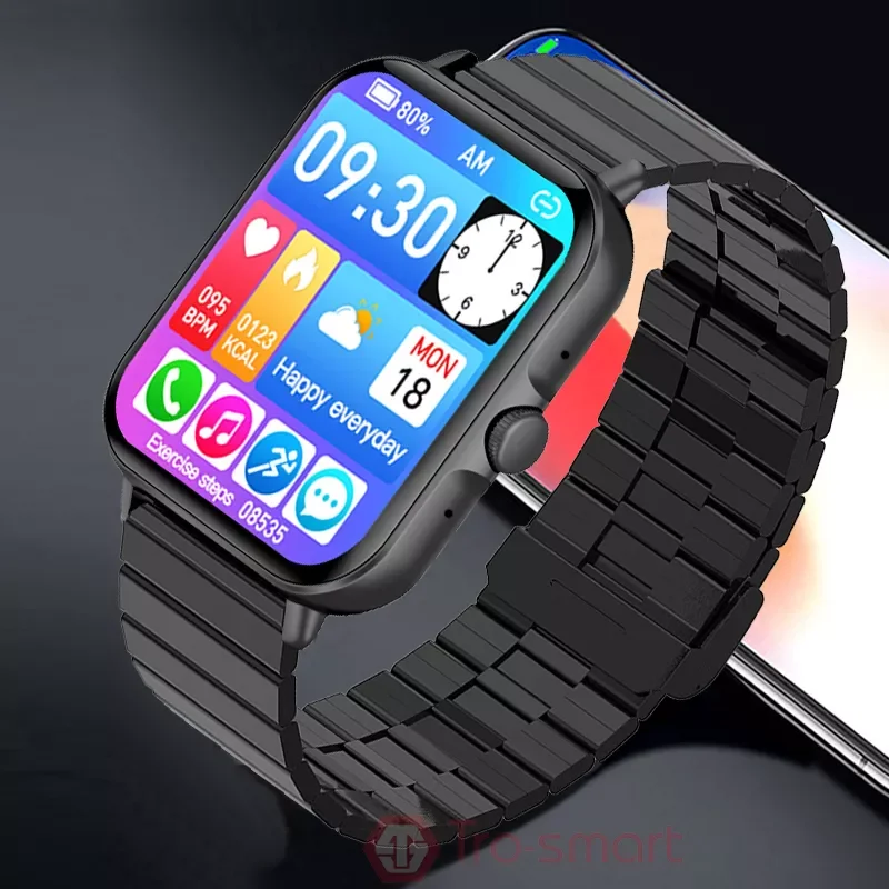 

Смарт-браслет из бамбуковой стали для мужчин и женщин, смарт-браслет с циферблатом и вызовом, спортивный фитнес-браслет с температурным реж...