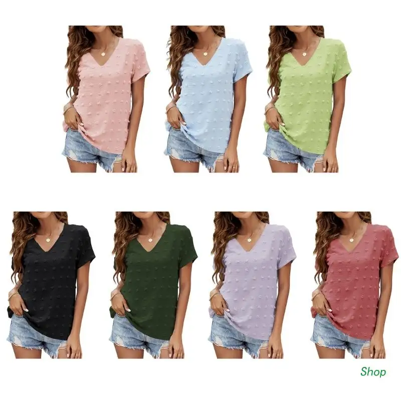 

Женская шифоновая рубашка с коротким рукавом и V-образным вырезом