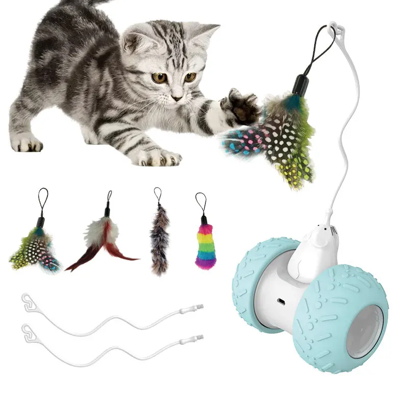 

2022 Smart Interactive Cat Toy Lrregular Rotating Mode Toy Cats Funny Pet Game Electronic LED Light Feather Toys Kitty Balls