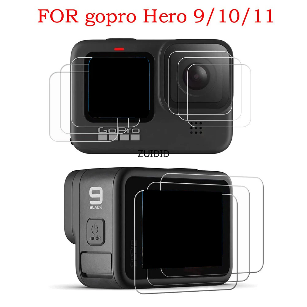 6Pcs Camera Lens Tempered Glass Film HD Screen Protector Dustproof Protective Film for GoPro 11/10/9 Sports Action Video Cameras