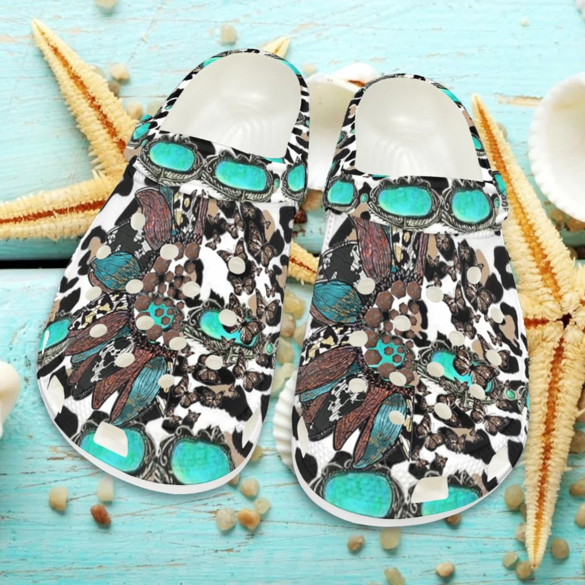 

Art Sunflower Pattern Printed Design Slippers for Women Summer Outdoor Beach Wading Sandals EVA Light Hole Shoes Garden Clogs