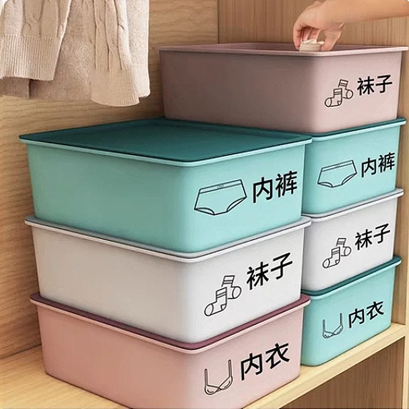 

Storage Box Closet Organizer for Underwear Three-in-one Socks Bra and Panties Drawer Compartmentalizing Boxes Household with Lid